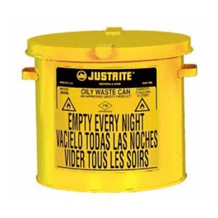 Justrite 09200Y - 2 Gallon Yellow Oily Waste Can - Hand Operated