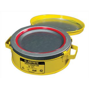 Justrite 10291 Yellow Steel Bench Can for Solvents - 2 Quart