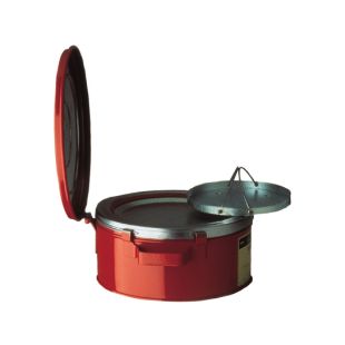 Justrite 10370 Red Steel Bench Can for Solvents with Parts Basket - 1 Gallon