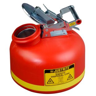 Justrite 14762 - 2 Gallon Red Liquid Disposal Can - Stainless Steel Hardware