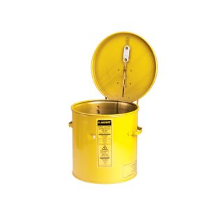 Justrite 27612 Steel Yellow Dip Tank for Parts Cleaning - Manual Cover with Fusible Link - 2 Gallon