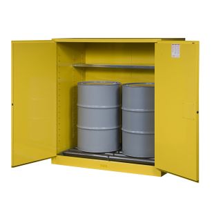 Justrite 899160 - 110 Gallon Manual Close Sure-Grip EX Vertical Drum Cabinet with Drum Rollers