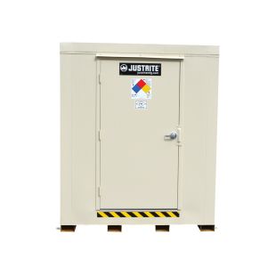 Justrite 913021 2-Drum 4-Hour Fire-Rated Outdoor Safety Locker with Explosion Relief Panel - 71"W x 42"D x 75"H