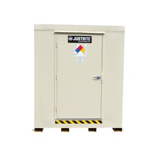 Justrite 913091 9-Drum 4-Hour Fire-Rated Outdoor Safety Locker with Explosion Relief Panel - 95"W x 90"D x 97"H