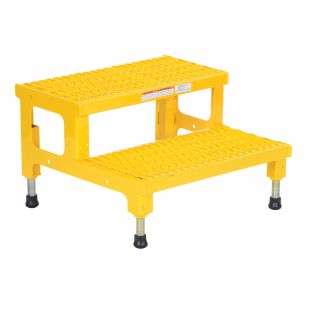 Vestil ASP-24 Adjustable Steel Step-Mate Stands with Serrated Deck - 23-13/16"W - 13" to 15-1/4"H - 2 Steps