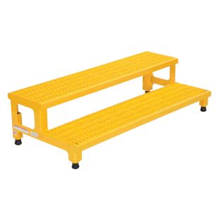 Vestil ASP-48 Adjustable Steel Step-Mate Stands with Serrated Deck - 48-1/2"W - 13" to 15-1/4"H - 2 Steps