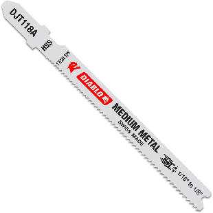 Diablo DJT118A5 3-5/8" 17/24 TPI High Speed Steel T-Shank Jig Saw Blades for Medium Metal