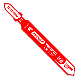 Diablo DJT118AHM 3-1/4" 24 TPI Carbide T-Shank Jig Saw Blade for Thin Metal