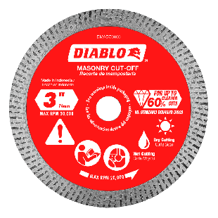 Diablo Diamond Continuous Rim Cut-Off Discs for Masonry