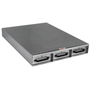 JOBOX 1403980 3 Drawer Long Floor Heavy-Duty Aluminum Drawer Storage - 36"W x 6"H x 50"L