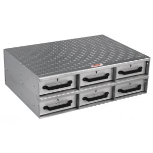 JOBOX 1406980 6 Drawer Short Floor Heavy-Duty Aluminum Drawer Storage - 36"W x 12"H x 26"L