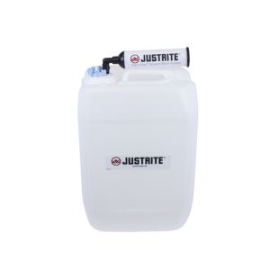 Justrite 12839 20L HDPE VaporTrap UN/DOT Carboy with Filter Kit, 70mm cap, 6 ports 1/8" OD tubing
