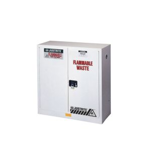 Justrite 8945053 Steel 45 Gallon Flammable Waste Safety Cabinet with 1 Shelf and 2 Manual-Close Doors