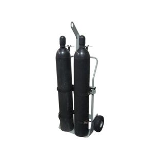 Justrite 35024 Double Cylinder Hand Truck with Hoist Ring and 10.5" Pneumatic Wheels