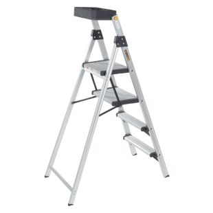 Metaltech E-SLA3YW 3-Steps Ultra-Flat Aluminum Step Stool - Type I - 250 lb Rated