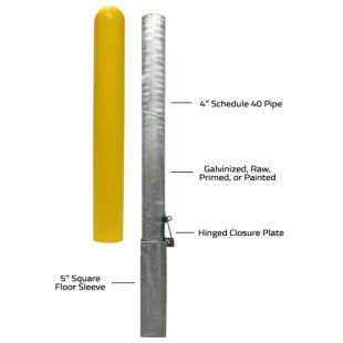 Ideal Shield 4" Removable Locking Bollards - Galvanized
