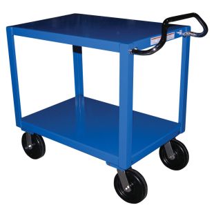Vestil DH-PH4-2436 Double Shelf Ergo Handle Cart with 8" Glass Filled Nylon Wheels - 24" x 36"