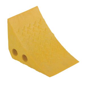 Vestil PWC-Y Yellow Recycled Plastic Wheel Chock - 7-1/2" x 7-1/2" x 10-1/4"