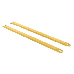 Vestil FE-4-120-P Pin-Style Steel Fork Extensions - 120"L - Use with 4"W Forks - Yellow